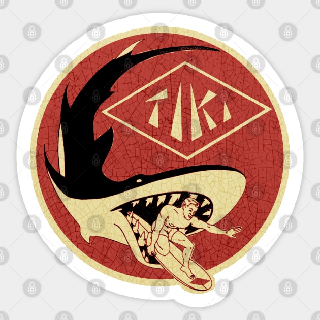 Tiki Surfer Sticker by Midcenturydave